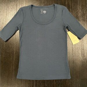 Joie Blue Fitted Ribbed Short Sleeve Tee